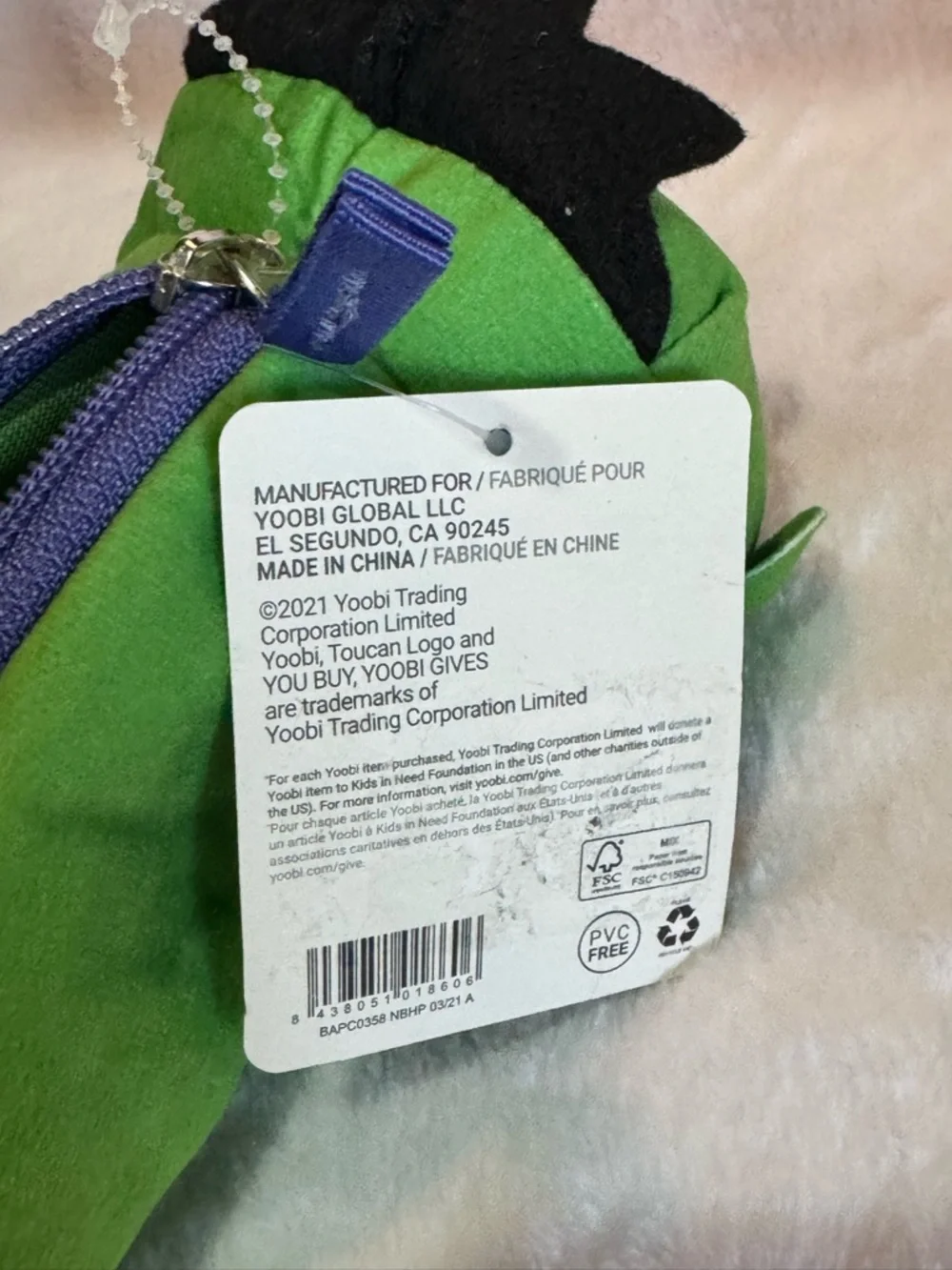 Yoobi Green and Purple Plush Pencil Pouch